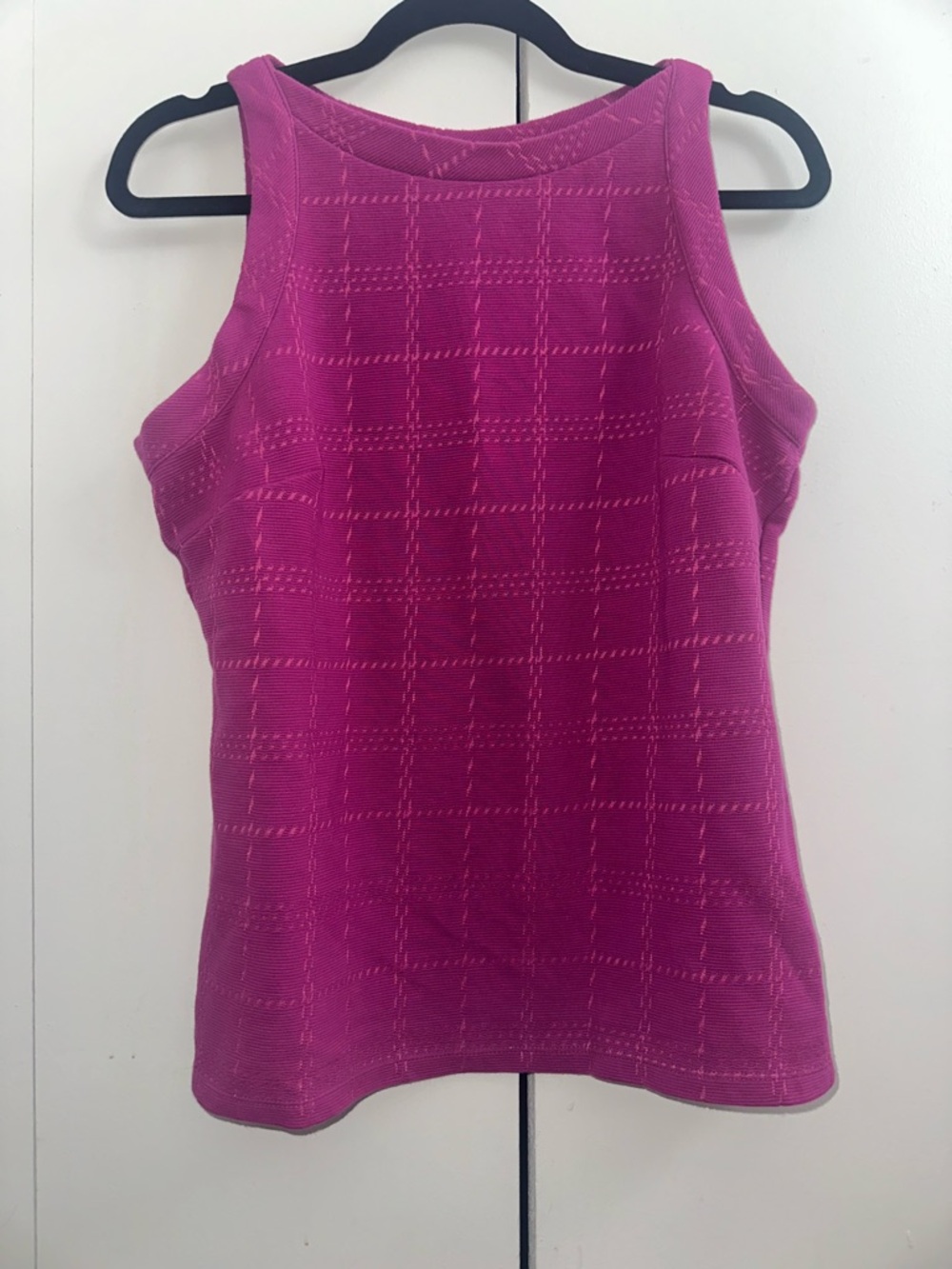 Ann Taylor Plaid Ponte Mock Neck Top